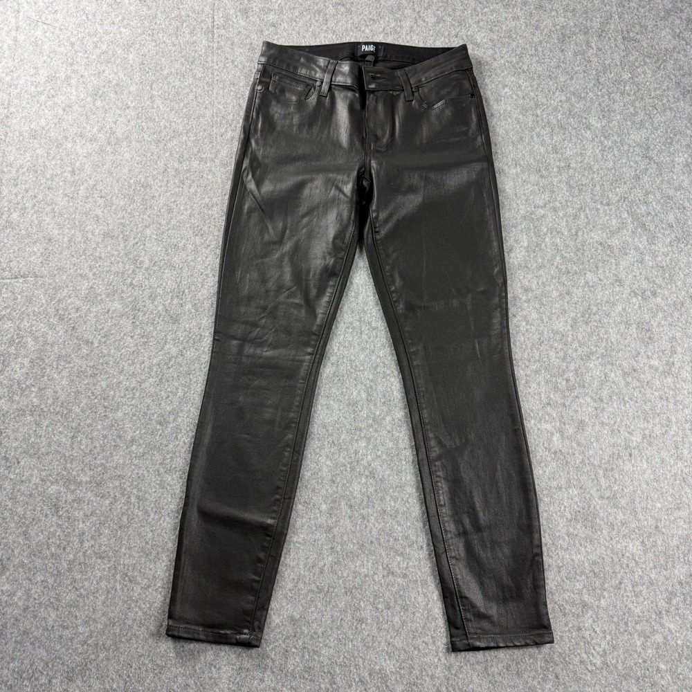 Paige Jeans Womens Sz 27 Luxe Coated Black Fog‎ Verdugo Ultra Skinny Mid Rise